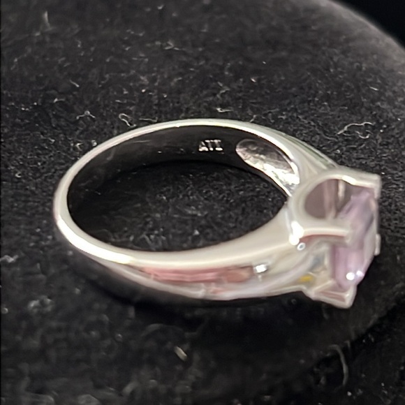 Sterling 925 ATI Promise Ting Pink Square Asher cut  Stone ring 8.25 - Picture 3 of 8